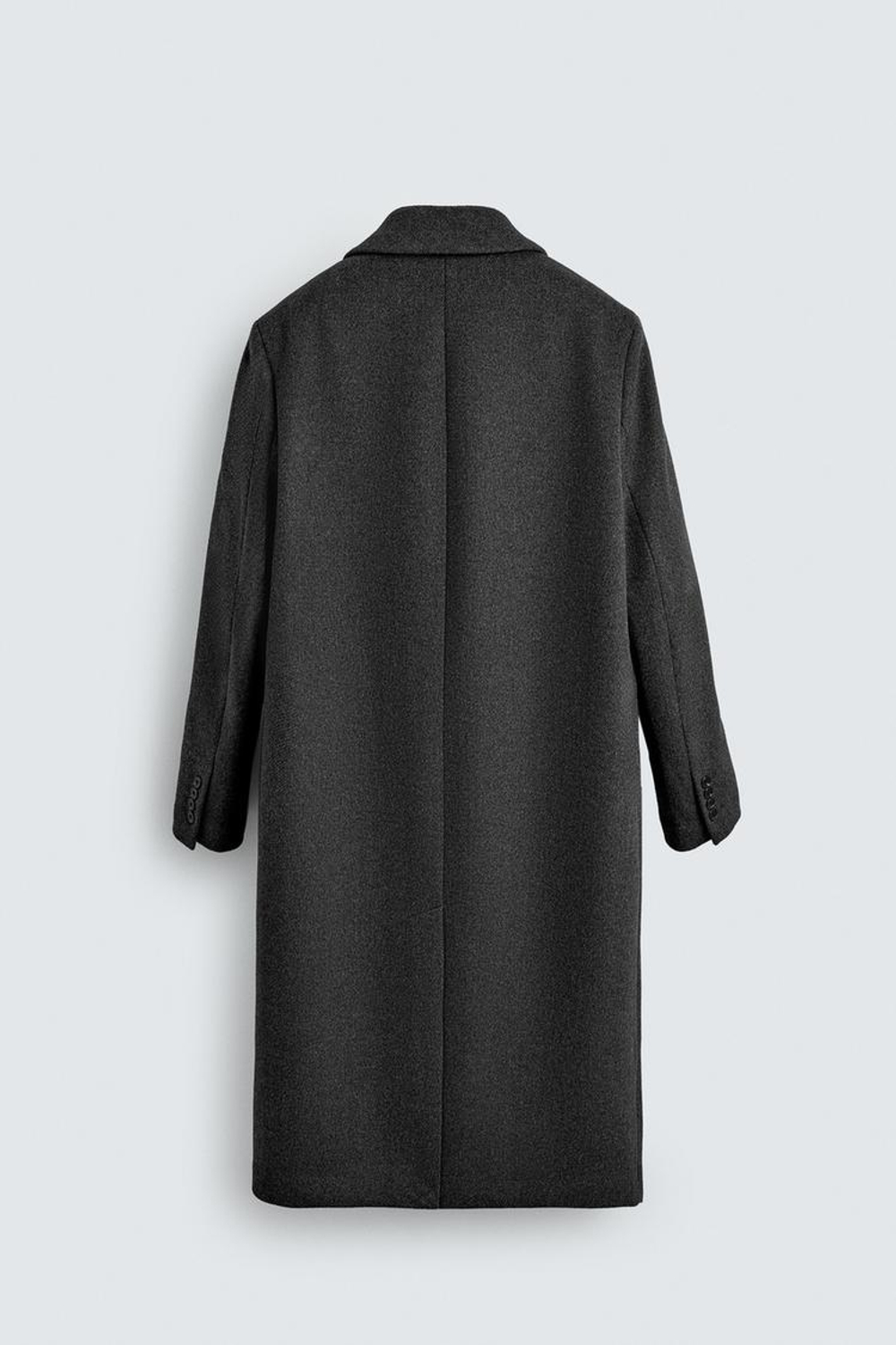 ZARA ДВУБОРТНОЕ ПАЛЬТО ИЗ СМЕСОВОЙ ШЕРСТИ, СЕРЫЙ МЕЛАНЖ