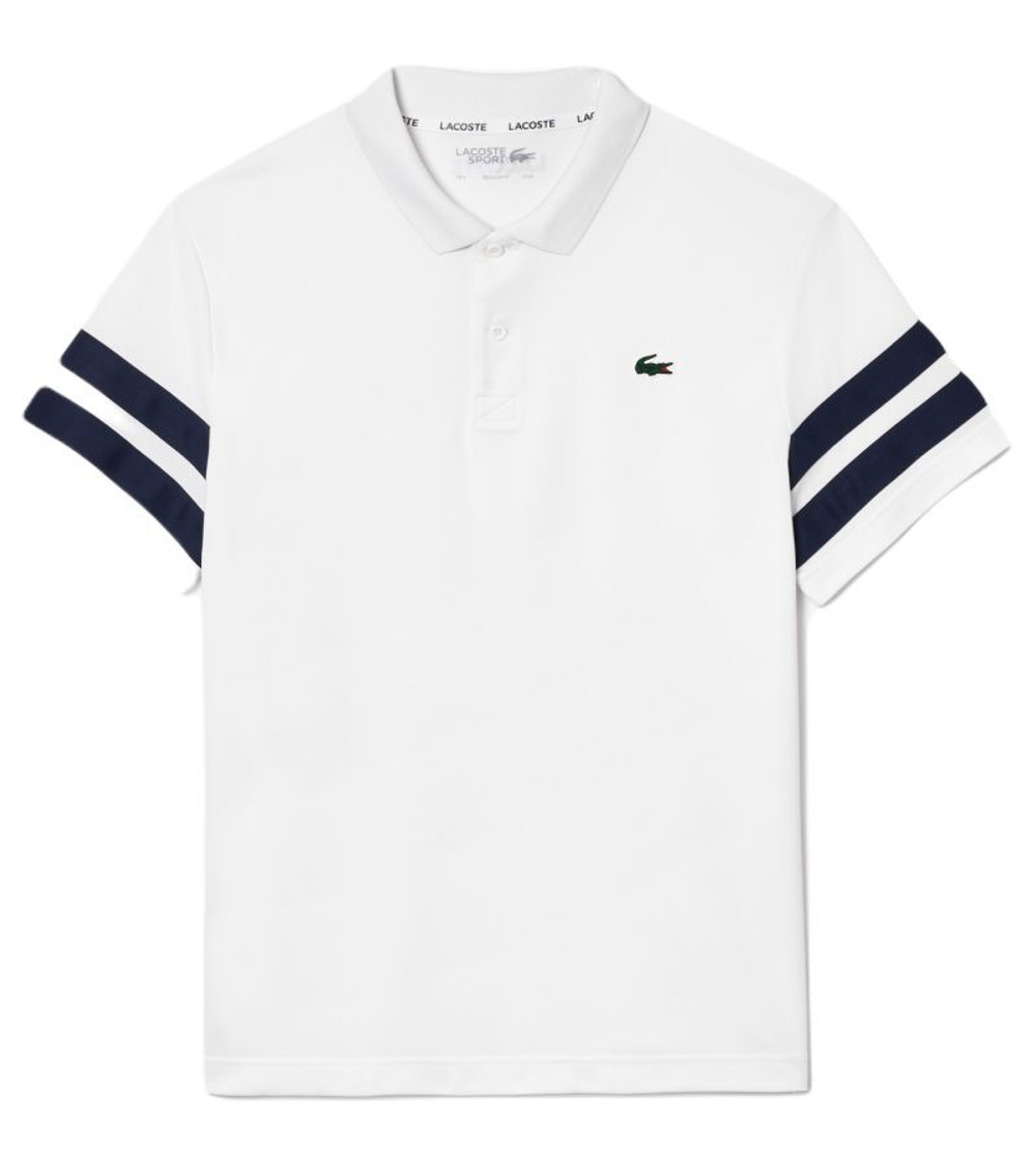 Мужское теннисное поло Lacoste Ultra-Dry Colourblock Tennis Polo Shirt - white/navy blue