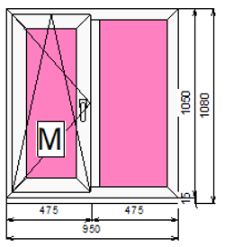 Пластиковое окно 1050 х 950 ТермА Эко + Москитная сетка