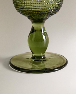 ZARA HOME СТЕКЛЯННЫЙ БОКАЛ ДЛЯ ВИНА С РЕЛЬЕФНЫМ УЗОРОМ, ЗЕЛЕНЫЙ