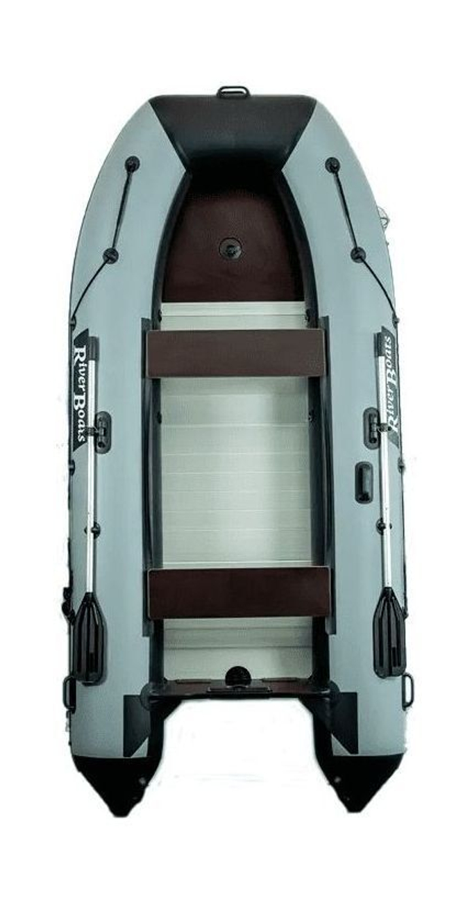 Надувная лодка ПВХ, RiverBoats RB 370, AL, черно-серый