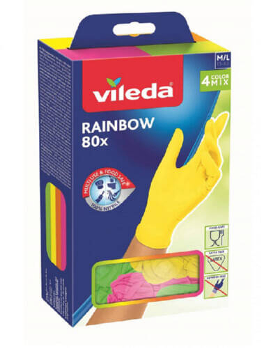 Перчатки одноразовые Vileda Радуга нитриловые размр M\L. 80шт