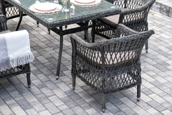 "Амароне" обеденная группа из искусственного ротанга на 6 персон, цвет графит