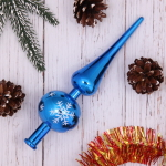 Верхушка на ёлку 23 см "Снежинка", Голубой/белый (Серпантин)