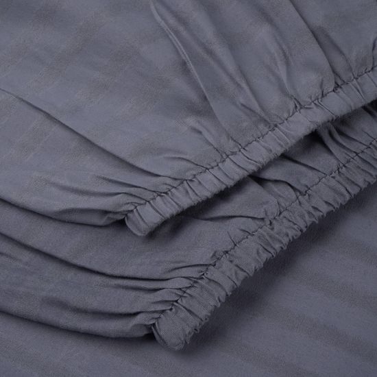Простыня на резинке Grey, 140x200х30, страйп полисатин DOMTEKC