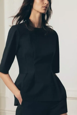 ZARA ТОП С БАСКОЙ — ZW COLLECTION, ЧЕРНЫЙ