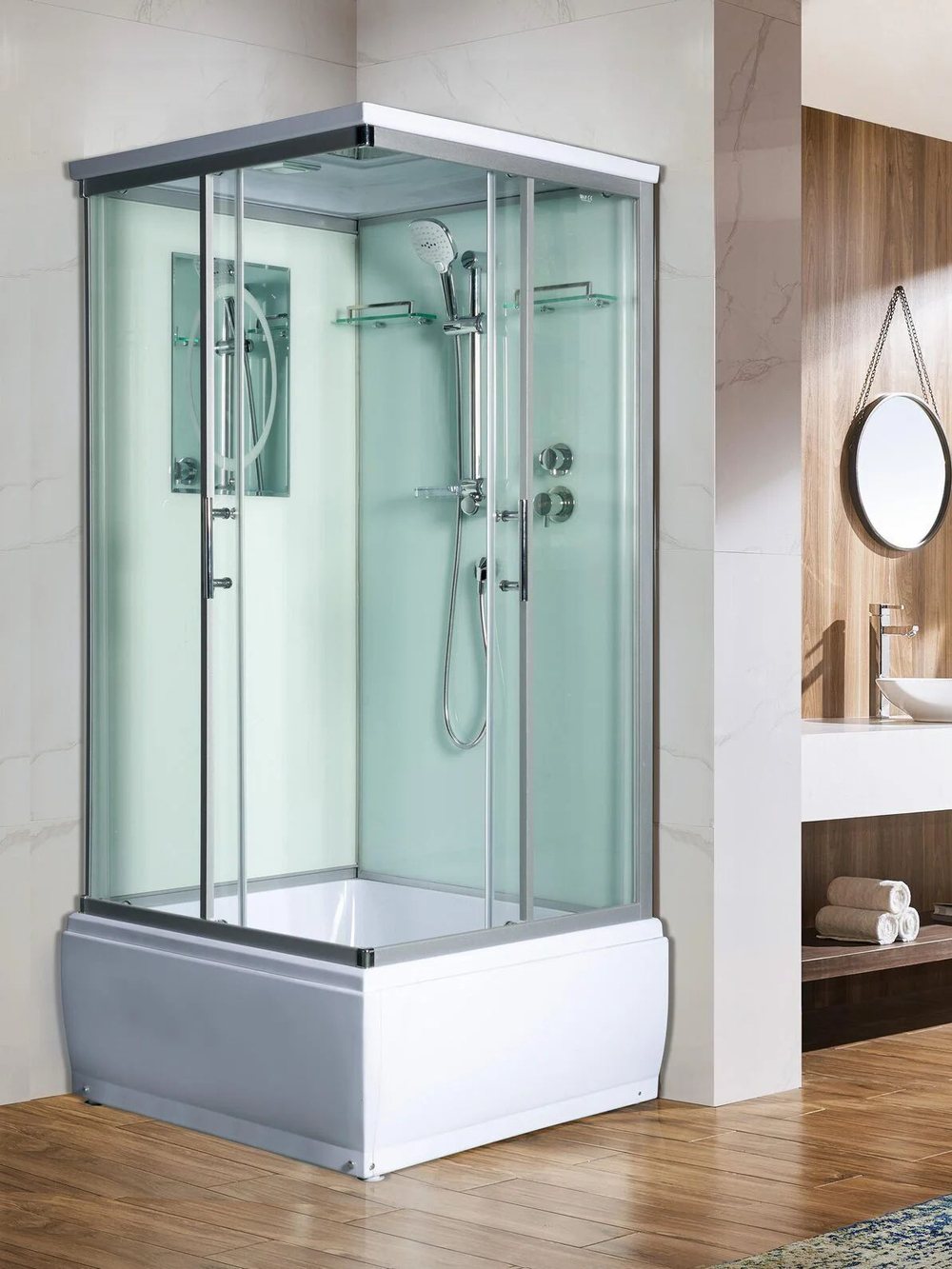 Душевая кабина WeltWasser  WW500 ALLER 902 90х90 см,  прозрачное стекло, поддон низкий, крыша