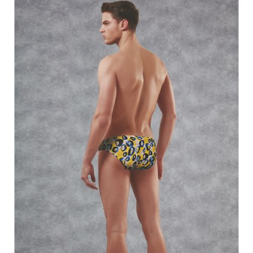 Мужские трусы слипы желтые с разноцветным принтом Doreanse 1407