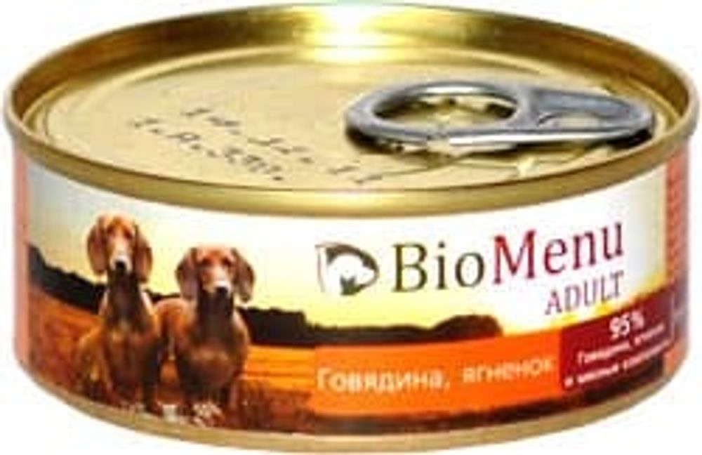BioMenu ADULT Консервы д/собак Говядина/Ягненок 100гр