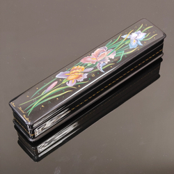 Шкатулка/пенал "Ирисы" №2 с ручной росписью