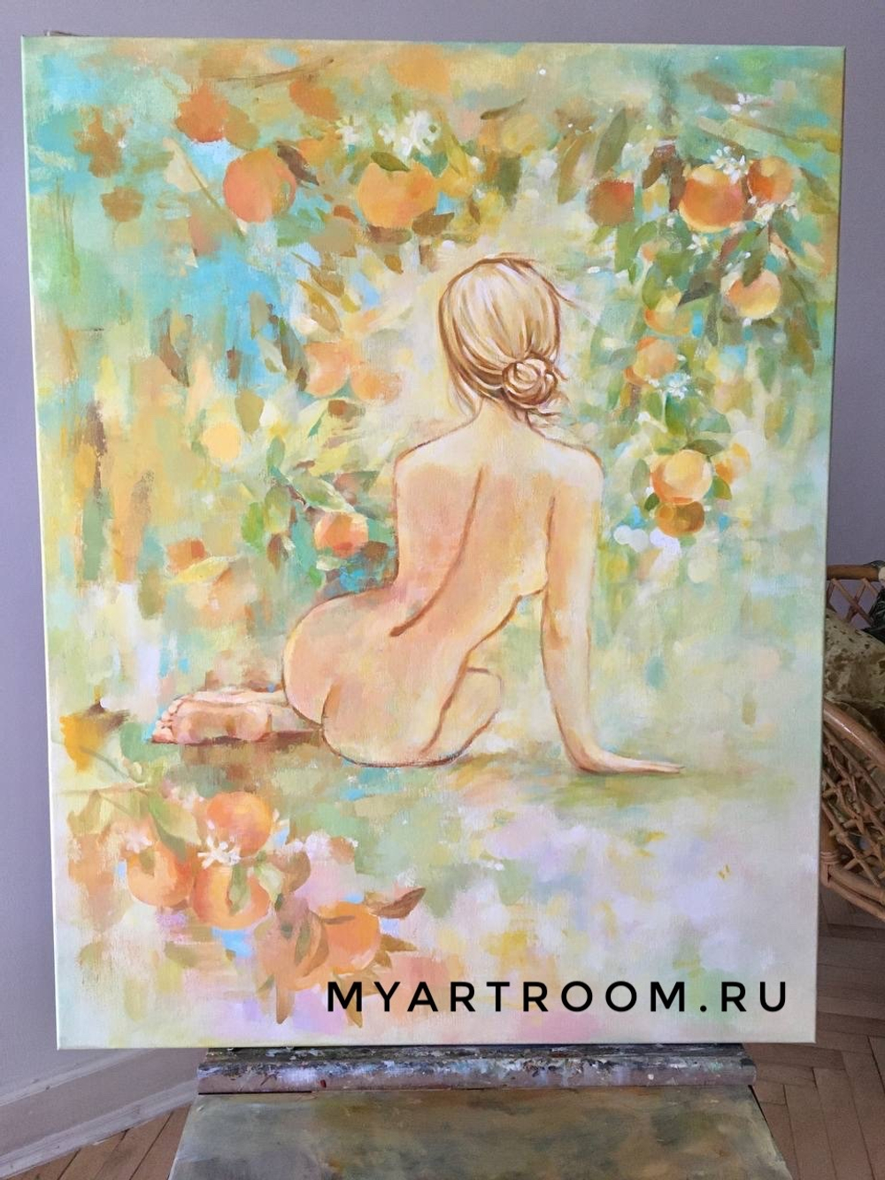 Картина "Девушка в персиках"