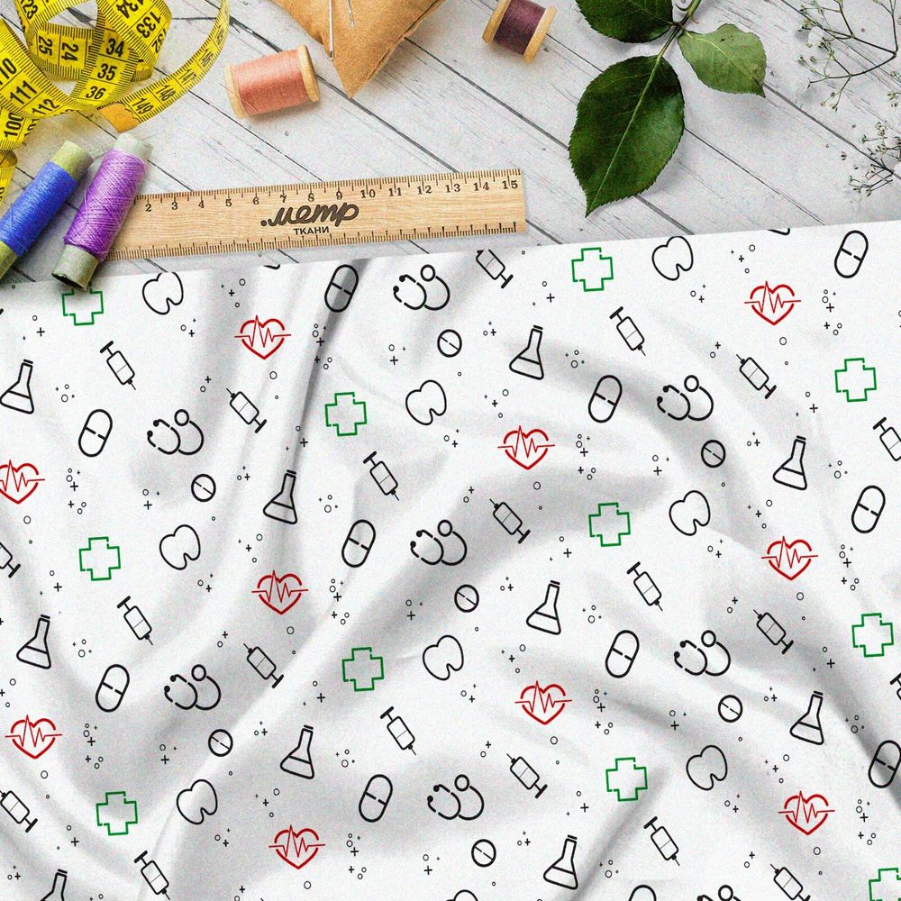 Ткань мембрана мелкий врачебный инвентарь на белом фоне