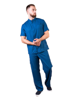 Брюки медицинские мужские Тезис TZ610, на резинке со шнурком, темно-синий, 56