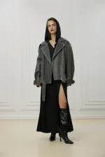 Косуха Oversize Vintage с ремешками, Серый