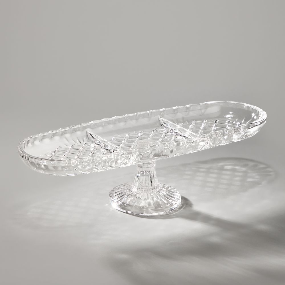 БЛЮДО НА НОЖКЕ ОВАЛЬНОЕ 3 СЕКЦИИ 39X14 СМ