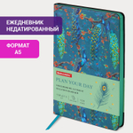 Ежедневник недатированный А5 (138х213 мм) BRAUBERG VISTA под кожу гибкий 136 л. "Peacocks" (2 штуки в упаковке)