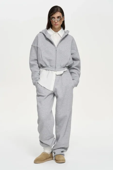 zip худи warm, серый меланж