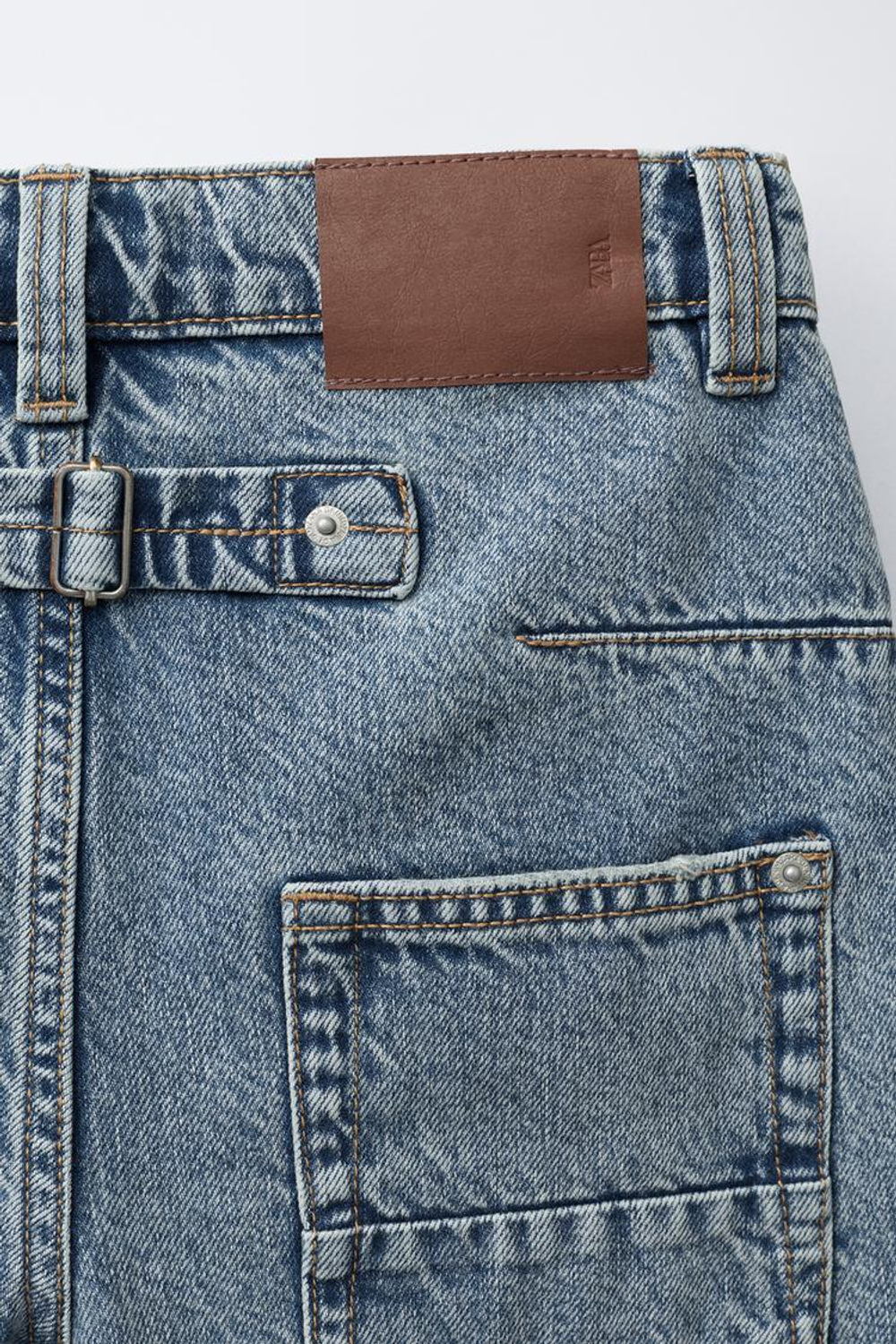 ZARA ДЖИНСЫ BALLOON С ШЛЕВКАМИ, ВЫЦВЕТШИЙ СИНИЙ