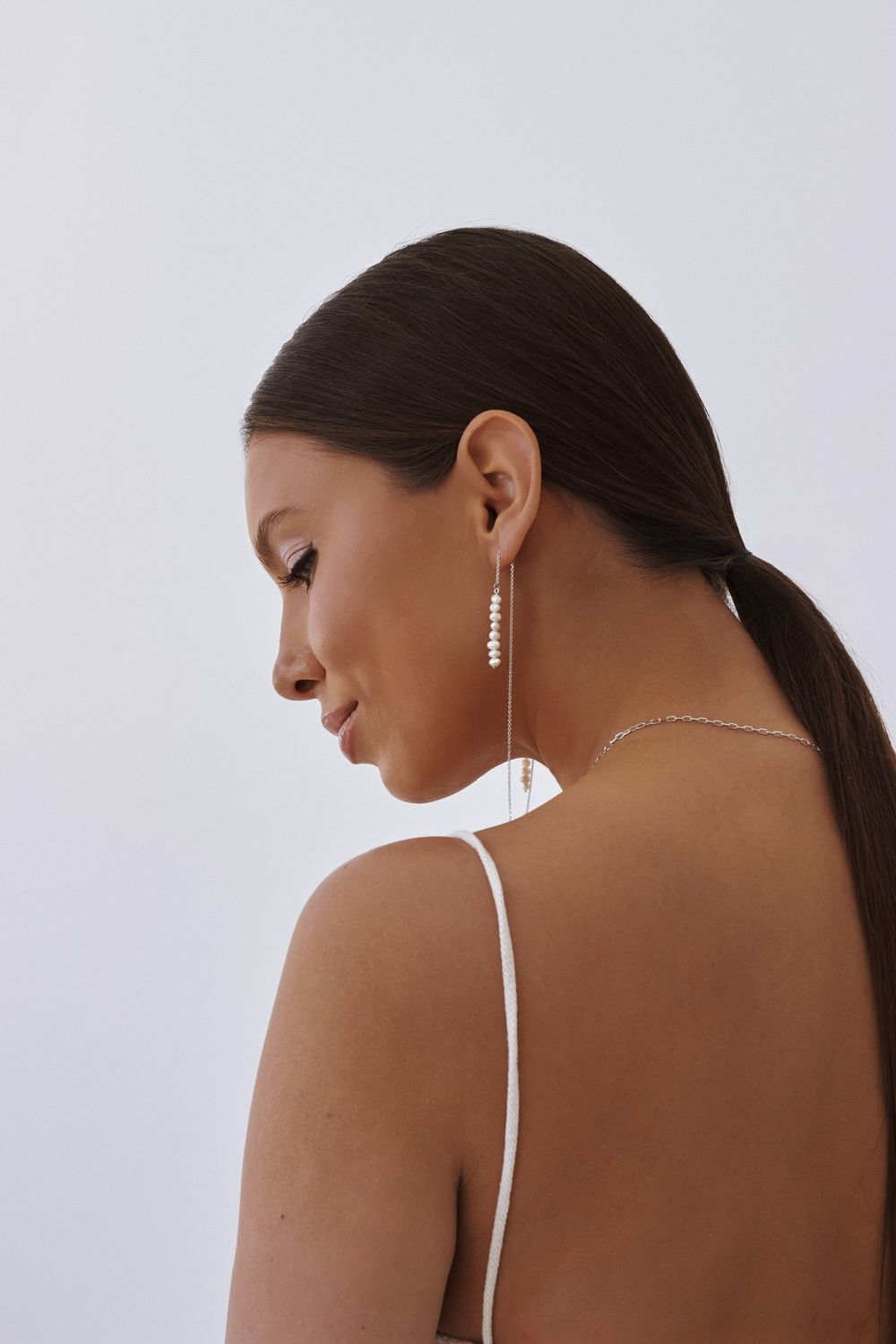 Серьги-протяжки Base Pearl с культивированным жемчугом