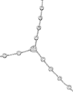 Сет колье: длинная цепочка крест, подвеска каплевидные цирконы, серебро