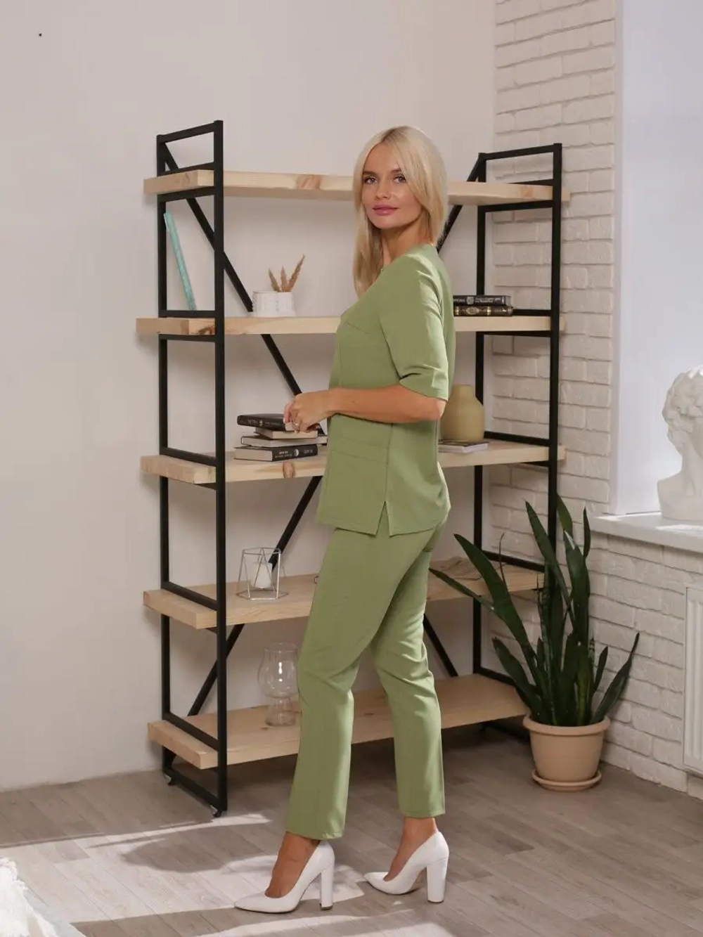 Брюки медицинские оливковые стрейч