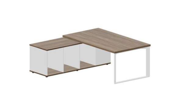 Стол Fortum на опорной сервисной тумбе (левый) 180(+0/15/30)х180х74см