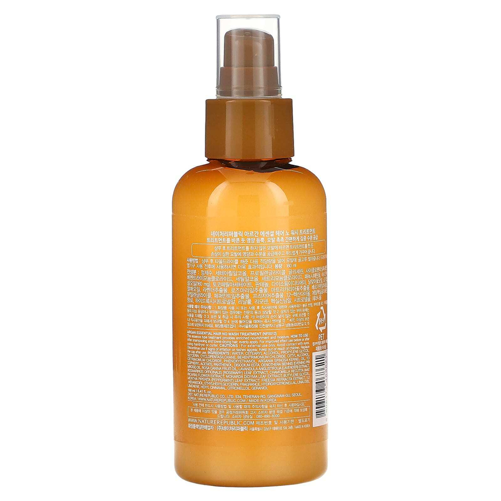 Nature Republic, Argan Essential, средство для волос, не мыть, 160 мл (5,41 жидк. унц.)