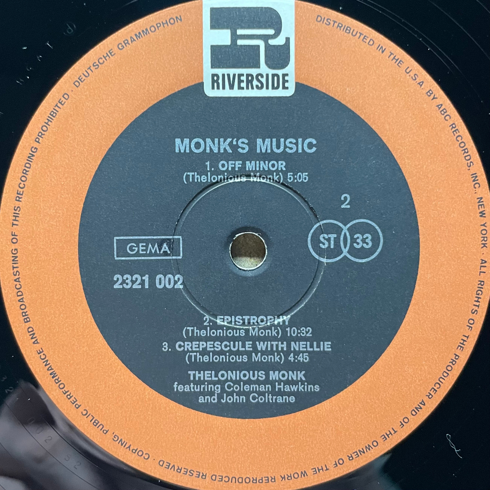 Thelonious Monk ‎– Monk's Music (США)