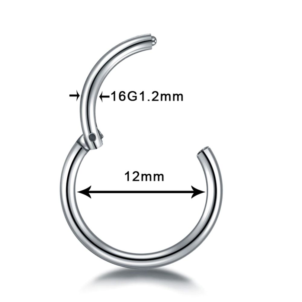 Кольцо-кликер с замком 12 мм толщиной 1,2 мм для пирсинга. Медицинская сталь
