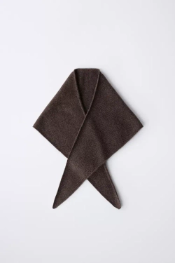 ZARA ТРЕУГОЛЬНЫЙ ШАРФ ИЗ 100% КАШЕМИРА, КОРИЧНЕВЫЙ