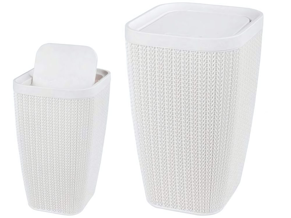 Контейнер для мусора 10л Вязаное плетение (белый)