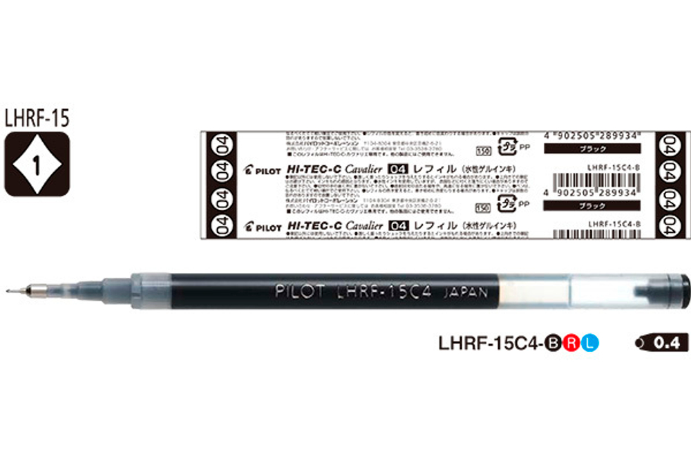 Стержни гелевые Pilot Hi-Tec-C Cavalier 0.4