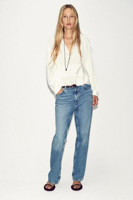 ZARA БЛУЗА С ВОЛАНАМИ, ЭКРЮ