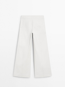 Massimo Dutti Широкие брюки с декоративными швами - Studio, кремовый