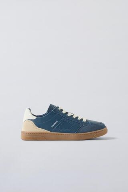 ZARA КОЖАНЫЕ КРОССОВКИ, МОРСКЙ СИНИЙ