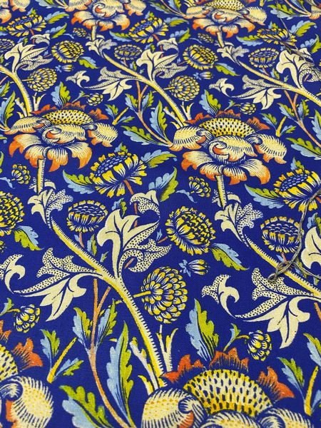 Wandle СИНИЙ В СТИЛЕ У. МОРРИСА100% хлопок Handmade Fabrics 1