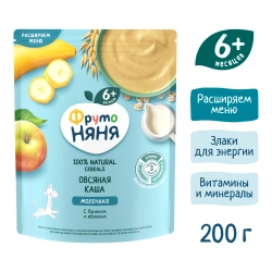 Каша Фрутоняня молочная Овсяная с бананом и яблоком 200г с 6 месяцев