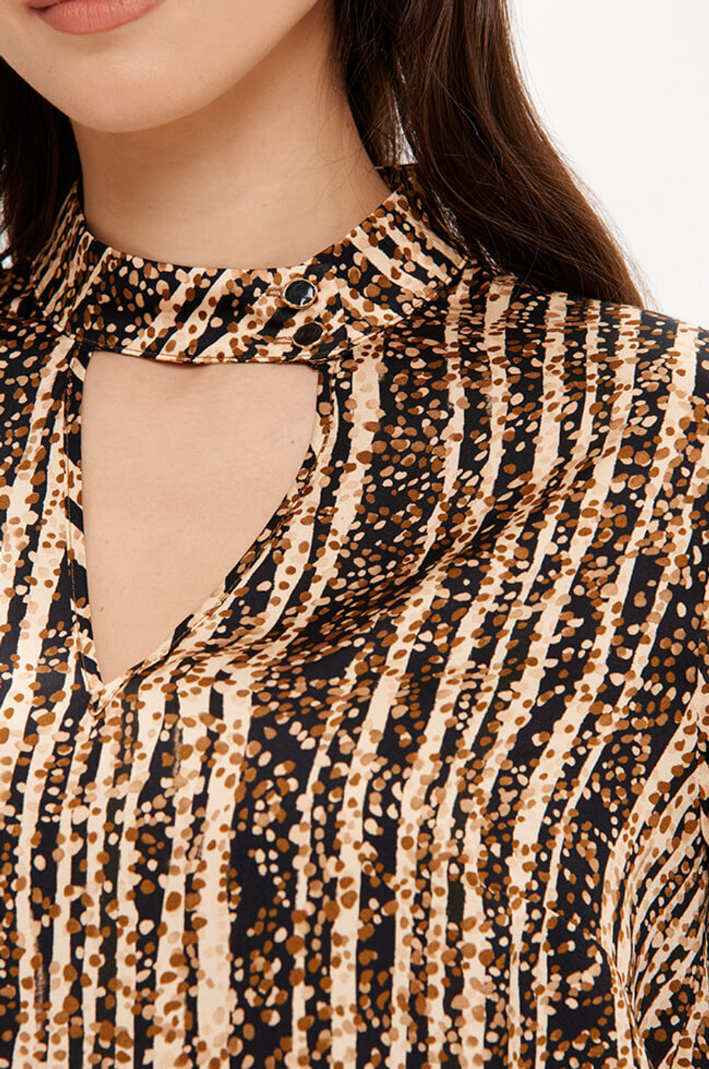 23417 Блузка женская (черно-песочный принт)