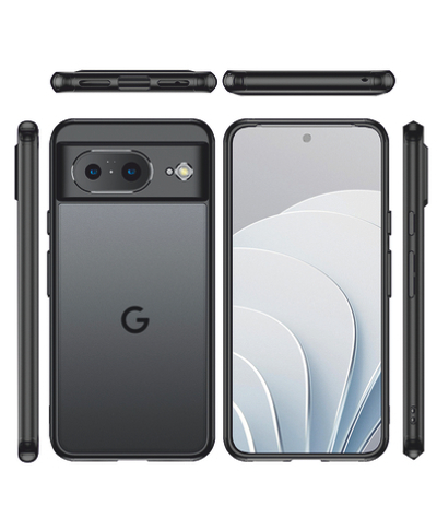 Чехол для Google Pixel 8 черный с прозрачной матовой задней панелью WLONS