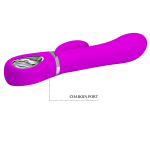 Лиловый вибратор-ротатор 19,6см с клиторальным отростком Pretty Love Ternence BI-014620