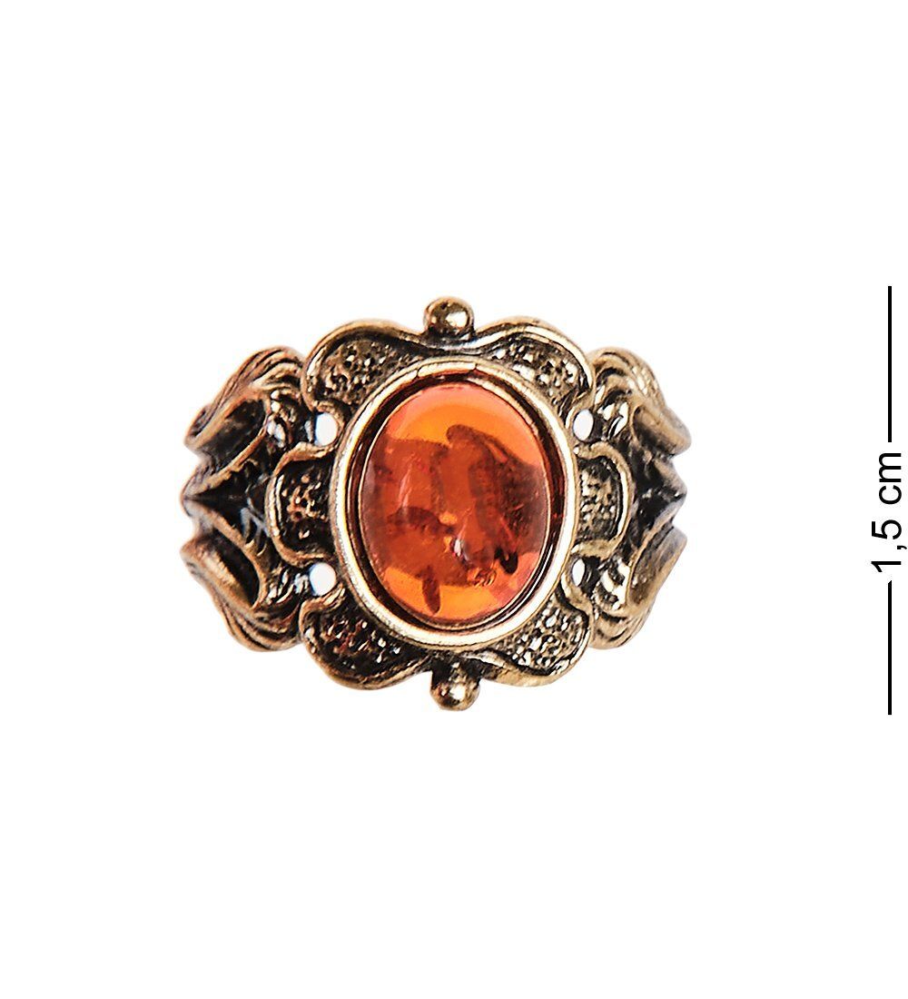 AM-2421 Кольцо «Барокко» (латунь, янтарь)