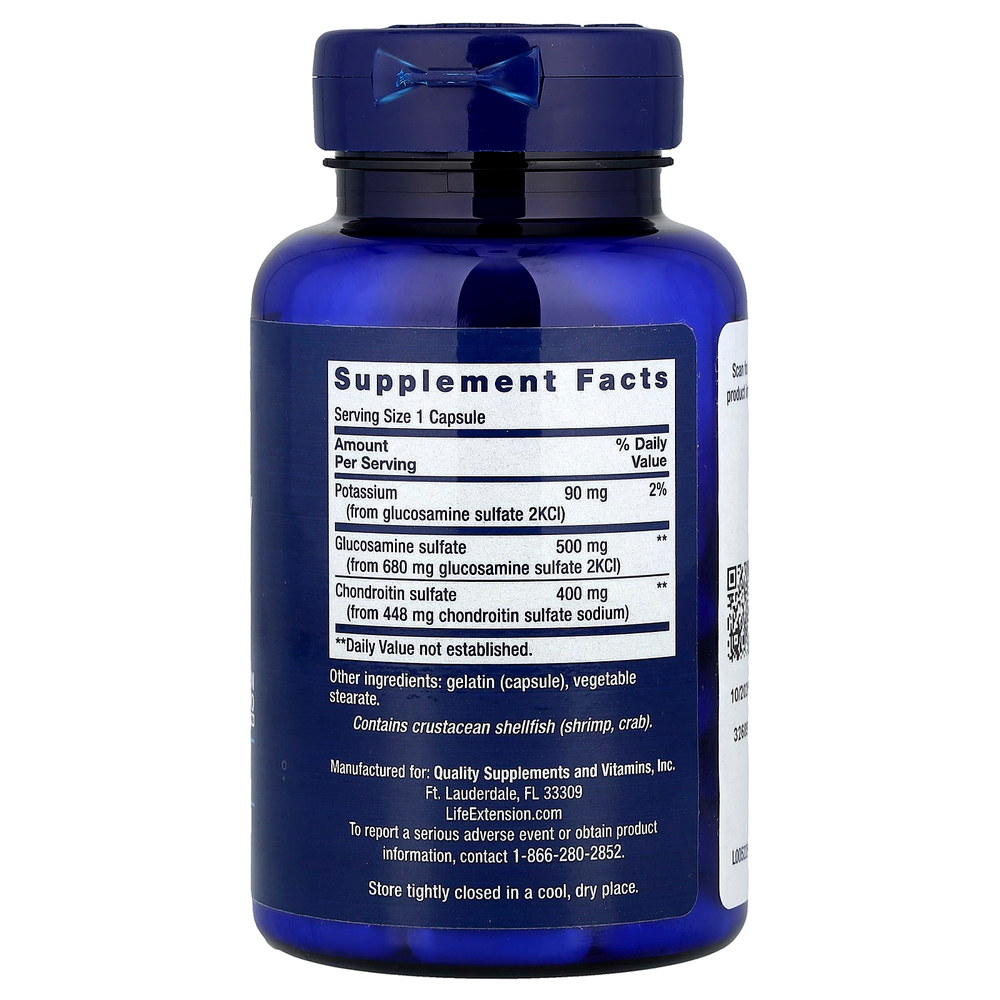 Life Extension, капсулы с глюкозамином и хондроитином, 90 капсул