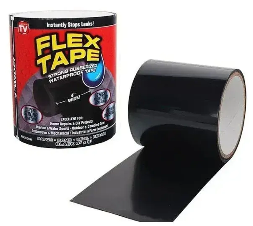 Клейкая лента, сверхпрочная армированная Flex Tape/ремонтная/сверхсильная/сварка/герметик/монтажная/усиленной фиксации/черная