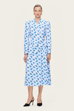 Голубая юбка-миди с цветочным принтом "Бланш"