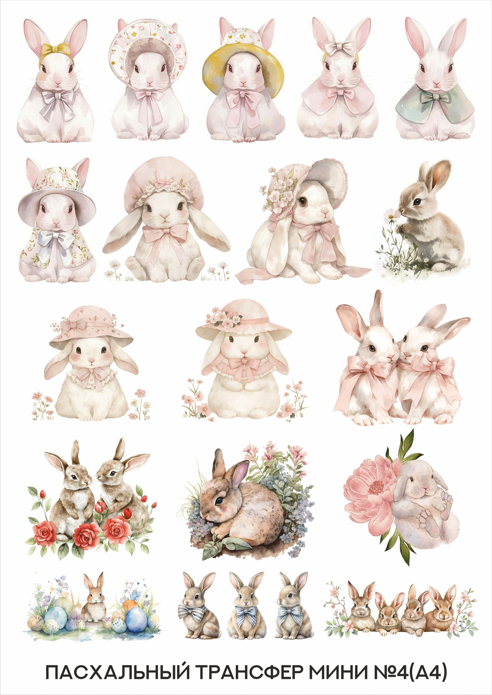 Трансфер для декупажа переводной рисунок для поверхностей пасхальный мини 004