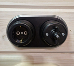 Ретро розетка пластиковая, черная, Вектор, Interior Electric SCIE/W-04-пл