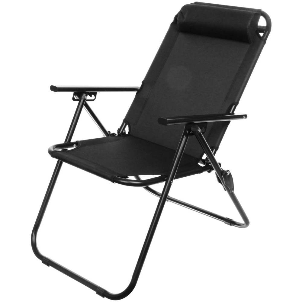 Кресло складное с подлокотниками TFS1608, 54*68*95 см, 3 положения, чёрный.