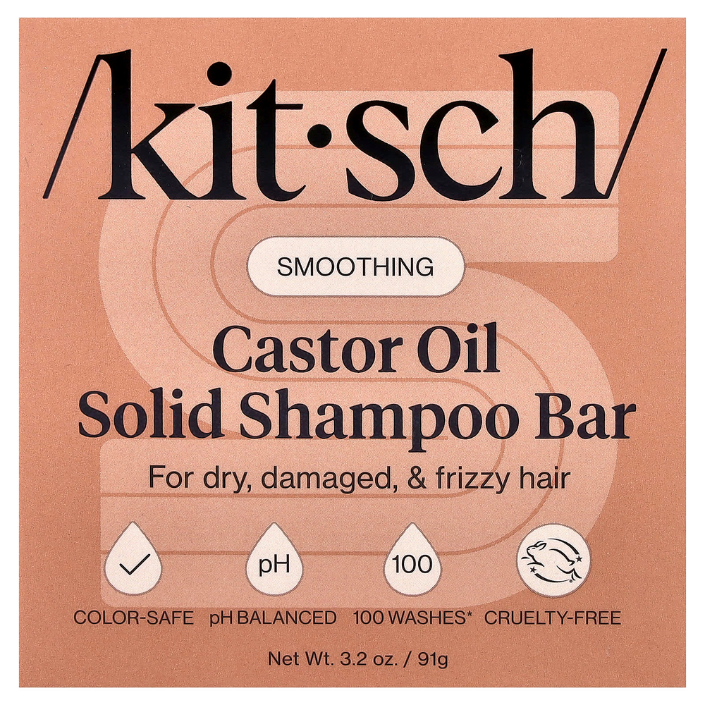 Kitsch, питательный твердый шампунь, касторовое масло, сладкая амбра и ши, 91 г (3,2 унции)