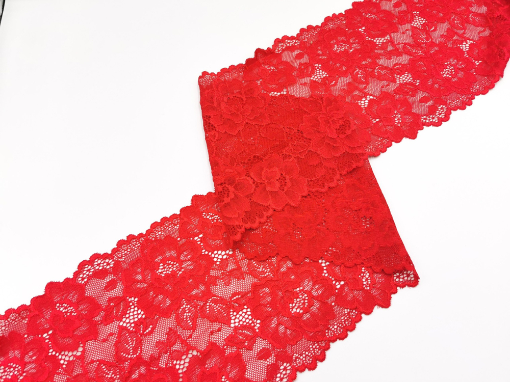 Эластичное кружево, красное, 18 см, (Арт: EK-2782), м
