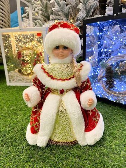 Фигура Снегурочка Красно-Золотая музыкальная